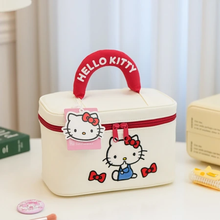Sanrio makeup bag, large capacity, portable, cute girl, high appearance level, KT cat storage bag, toiletry bag, cartoon Sanrio makeup bag, large capacity, portable, cute girl, high appearance level, KT cat storage bag, toiletry bag, cartoon